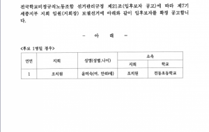 [세종지부] 세종지부 제7기 조치원지회 지회장 보권선거 입후보자 확정 공고 사진