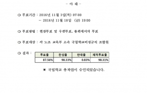 학교비정규직연대회의 쟁의행위찬반투표(국립학교) 결과 공고 사진