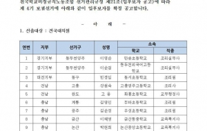 전국학교비정규직노동조합 제4기 보궐선거 일부지역 입후보자 확정 공고 사진
