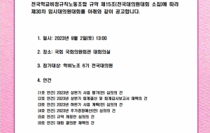 전국학교비정규직노동조합 30차 임시대의원대회 소집공고 사진